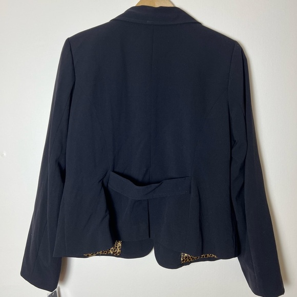 AGB Women Black Blazer Jacket 14 Leopard Business Casual Button Work Preppy - Picture 11 of 16